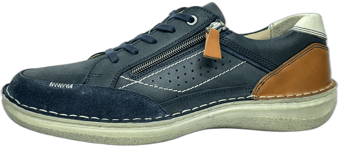 Men's navy and tan leather casual shoe