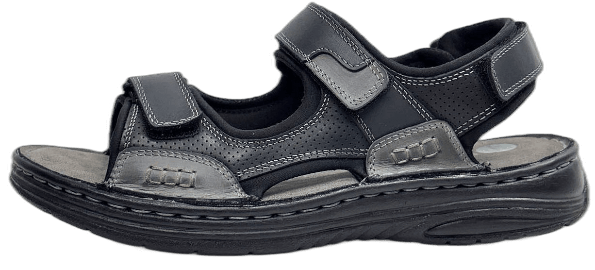 Men's black leather walking sandal