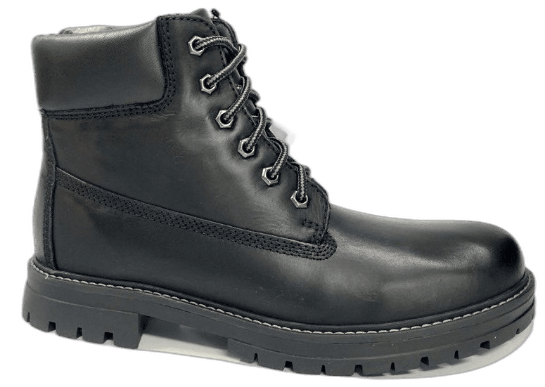 Men's black leather lace-up work boot