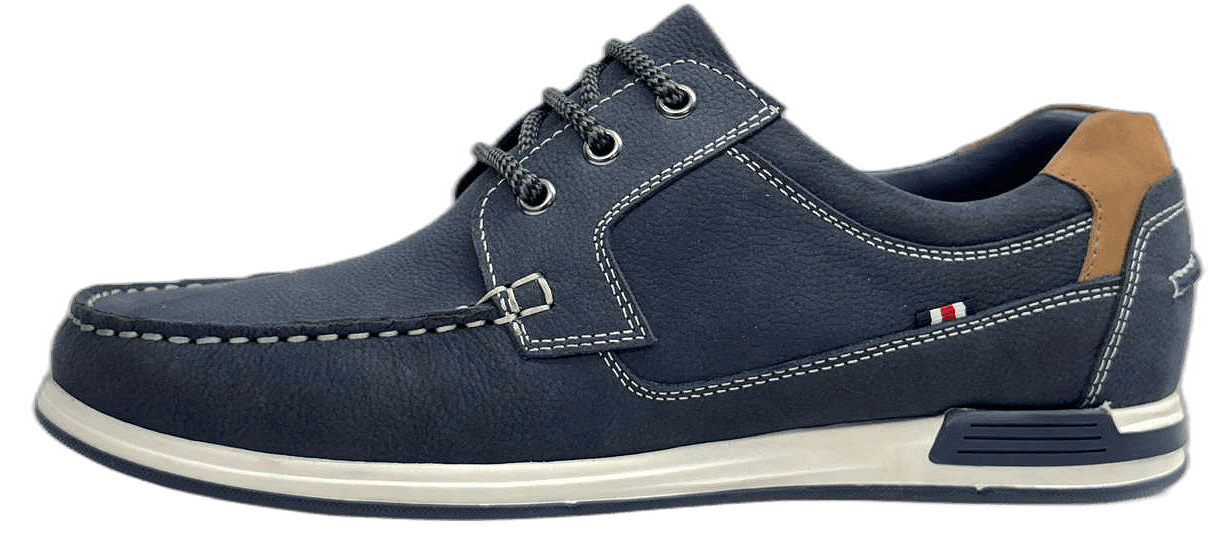 Men's navy leather boat shoe