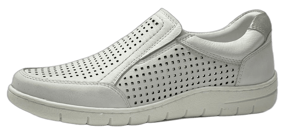 Ladies' white perforated leather slip-on