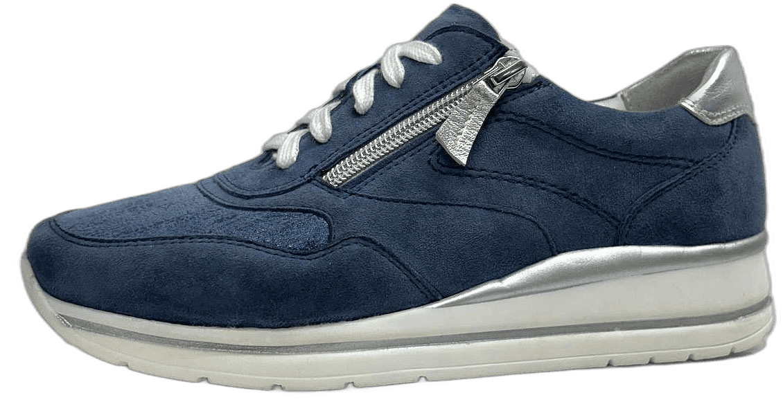 Ladies' navy leather comfort sneaker