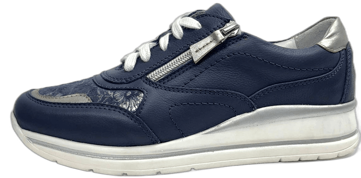 Ladies' navy leather comfort sneaker