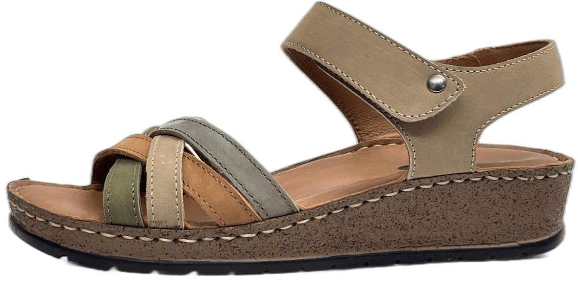 Ladies' taupe leather comfort sneaker