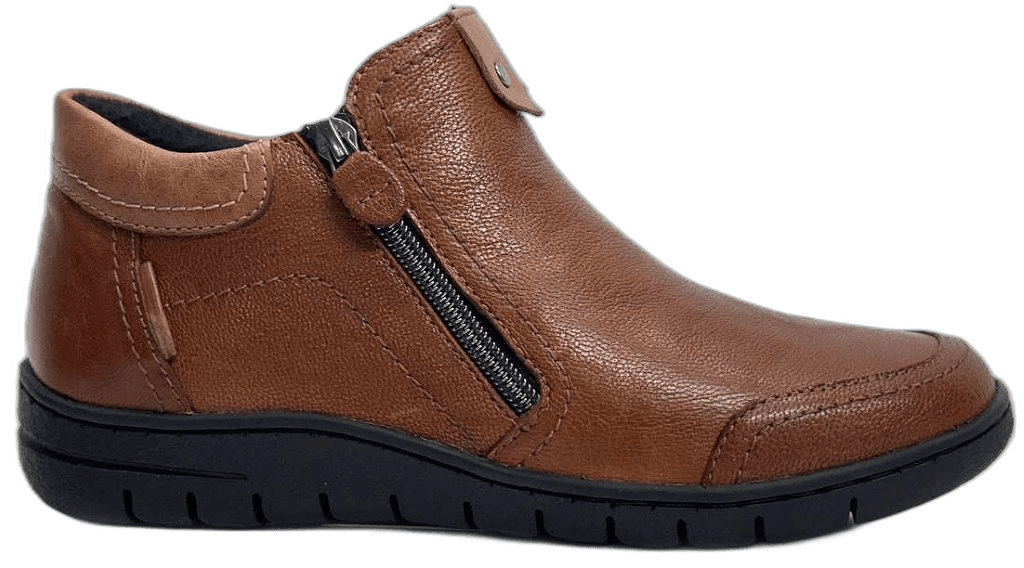 Ladies' cognac leather ankle boot