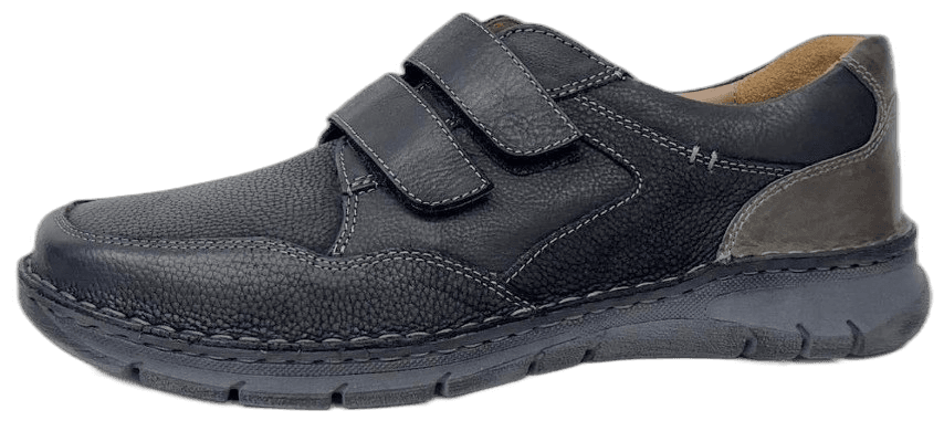 Men's black leather dual-strap comfort shoe