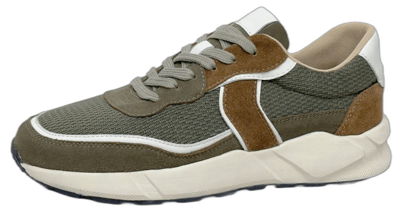 Men's olive leather fashion sneaker