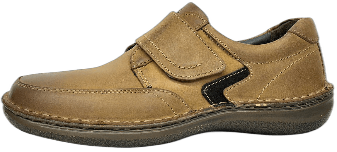 Men's brown leather strap comfort shoe