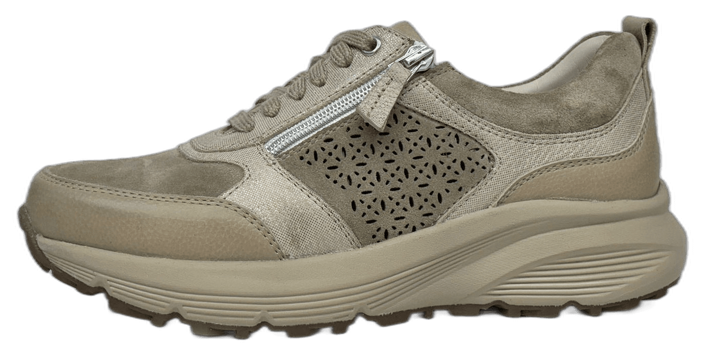 Ladies' beige leather comfort sneaker