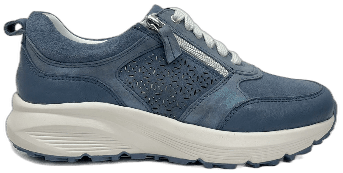 Ladies' navy leather comfort sneaker