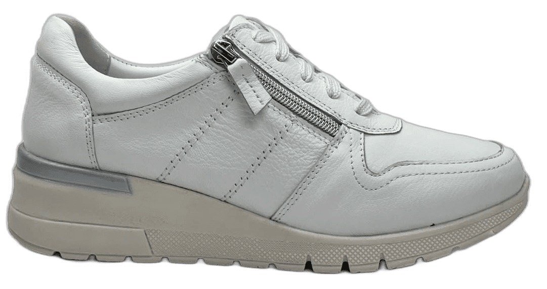 Ladies' white leather wedge sneaker