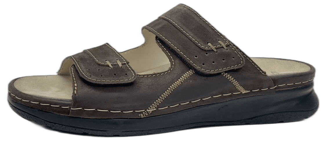 Men's brown leather slide sandal