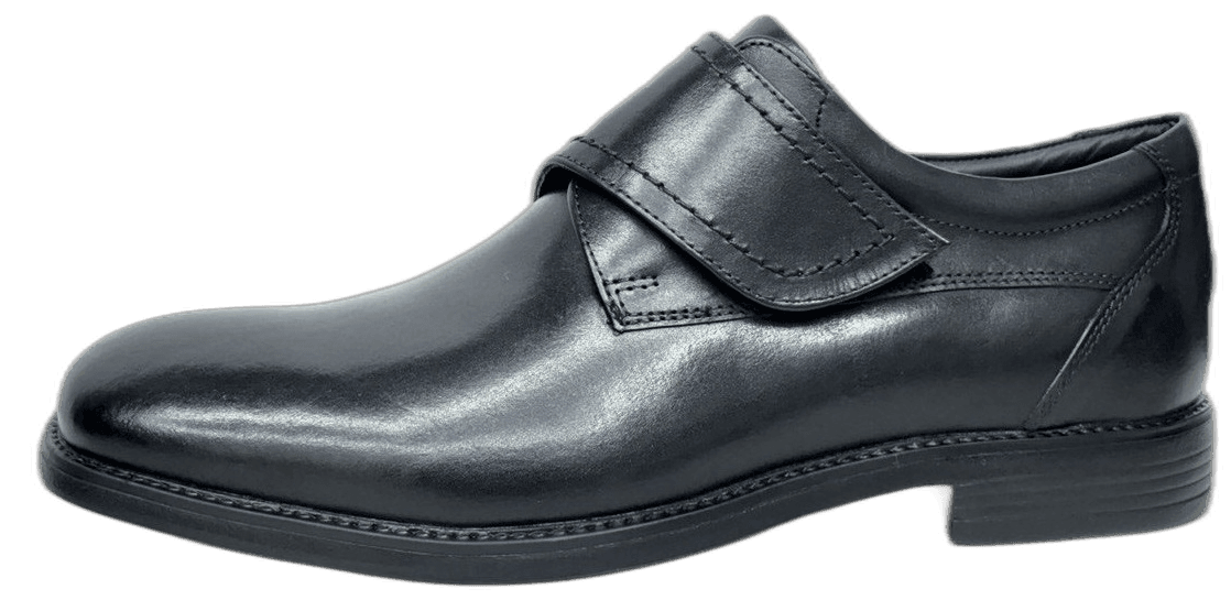 Men's black leather monk-strap formal shoe